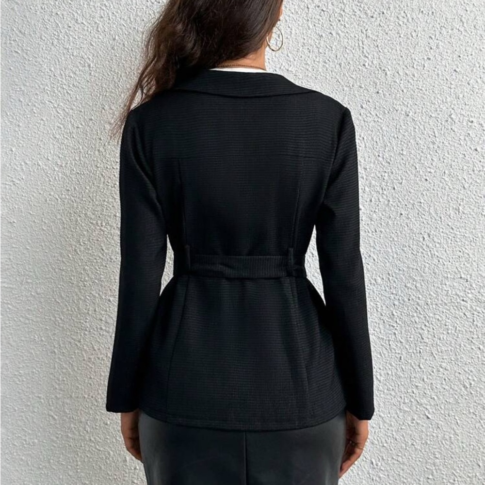 Women's Black Belted Jacket - Picture 2 of 4
